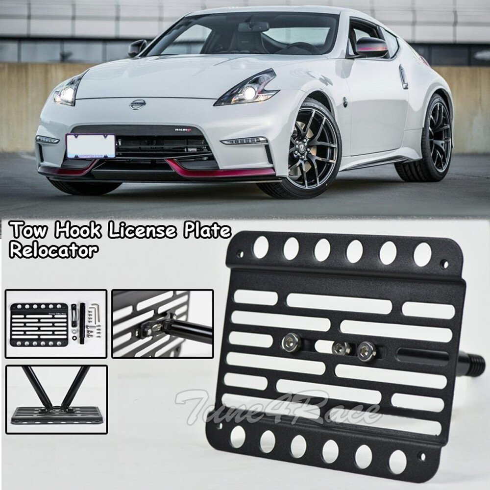 For 15UP Nissan 370z Nismo Front bumper Tow Hook License Plate Bracket