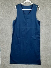 Southern Lady Jumper Dress Womens 1X Plus Navy Blue Midi Cotton Blend 90s NWT
