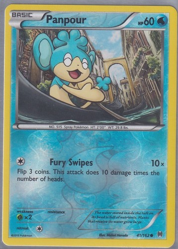 Panpour - 41/162 - Common - Reverse Holo NM, English Pokemon BREAKThrough