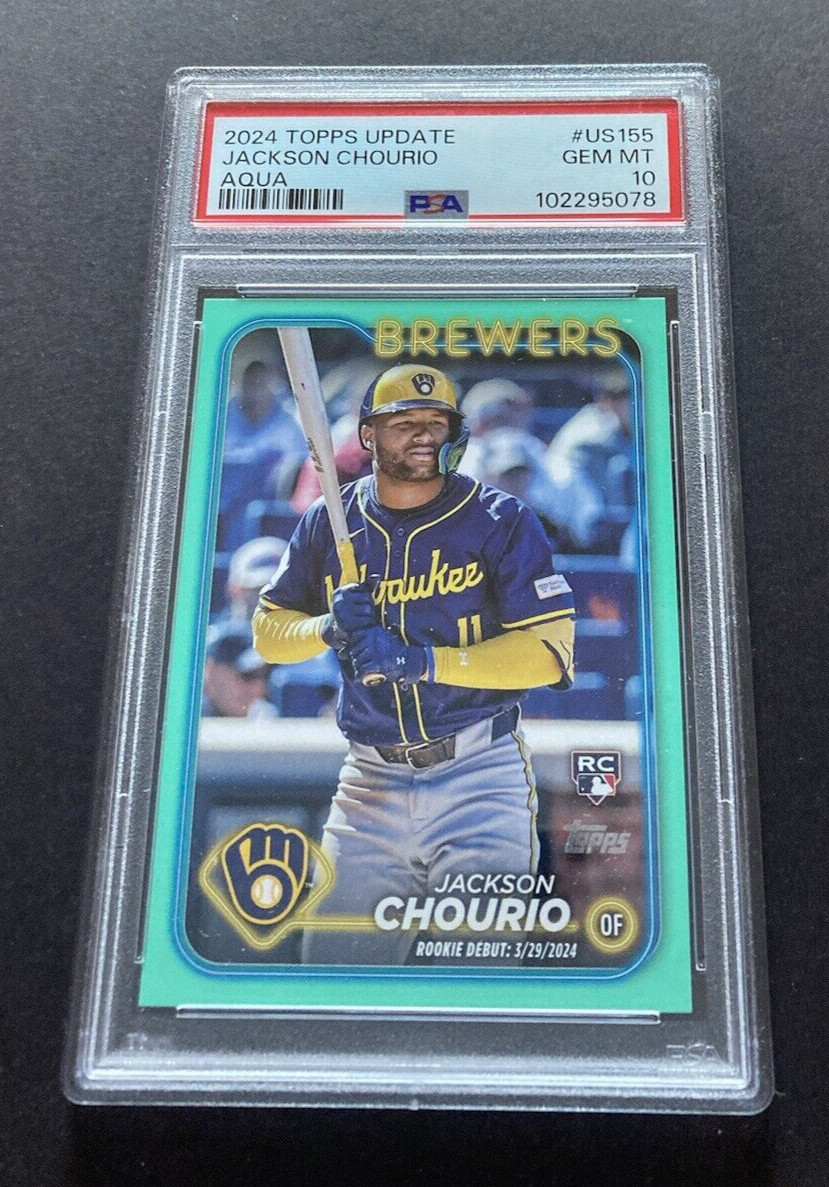 2024 Topps Update Jackson Chourio Rookie Debut Aqua PSA 10 #US155