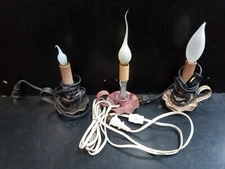 Vintage lot Electric Candle With Metal Base Drip Tray & Finger Loop 