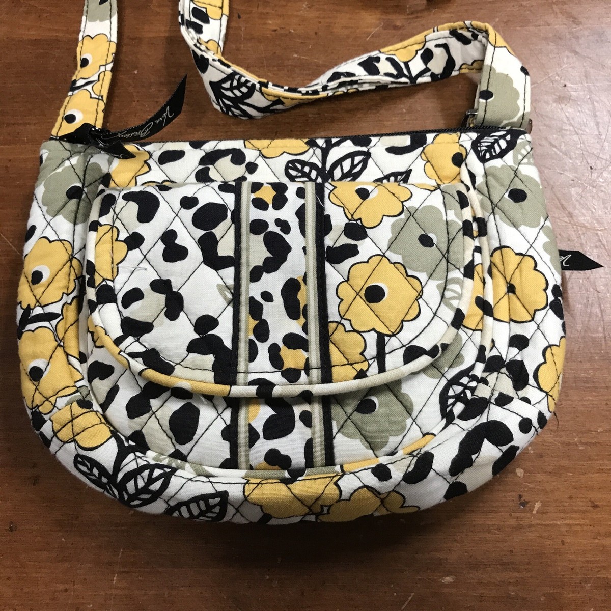 Vera Bradley Black Gray Yellow Floral Backpack & Crossbody Set Vera Bradley Black Yellow Floral Quilted Casual... | Depop main image 3