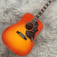 Handmade Hummingbird Acoustic Electric Guitar Cherry Sunburst Solid Spruce Top