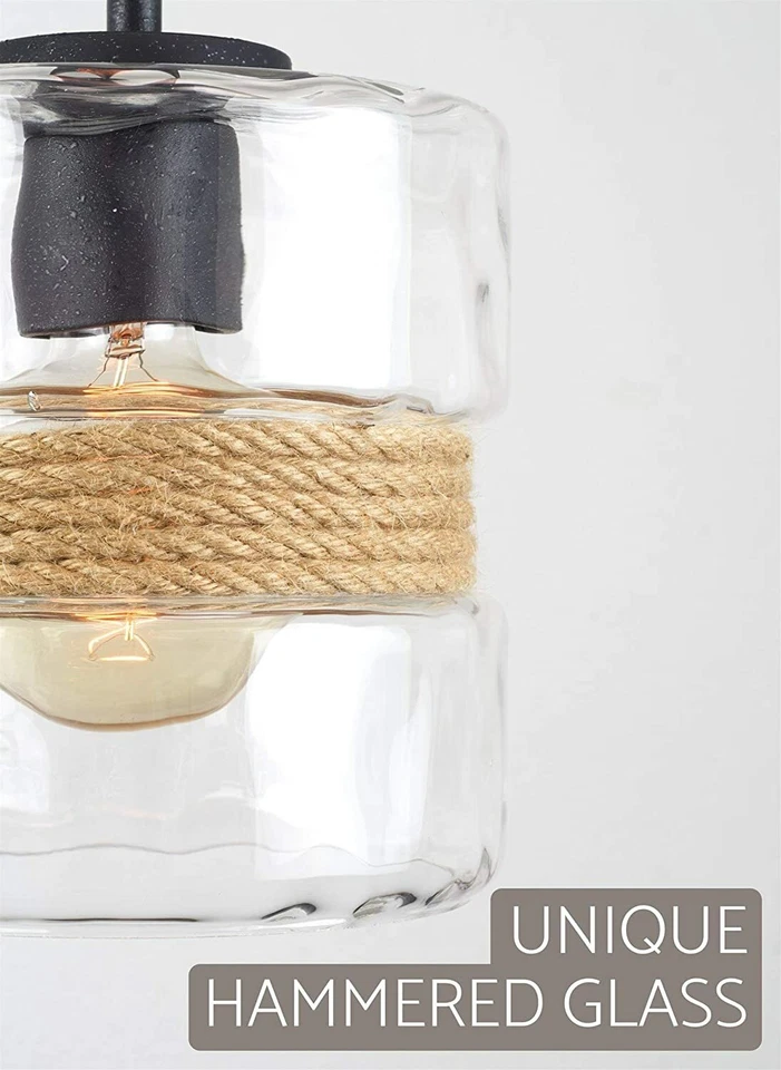 Sage 10" 1-Light Modern Pendant Light + Hammered Glass Shade, Textured Black - Image 4 of 4