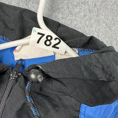 Ocean Equipment Vtg Jacket M Windbreaker Rain Pullover 1/4 Zip Blue Black Hood - Picture 8 of 8