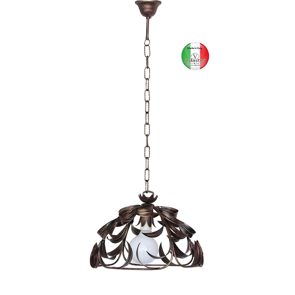 Lampadario Sospensione Cesto Ferro Battuto Made in Italy Classico