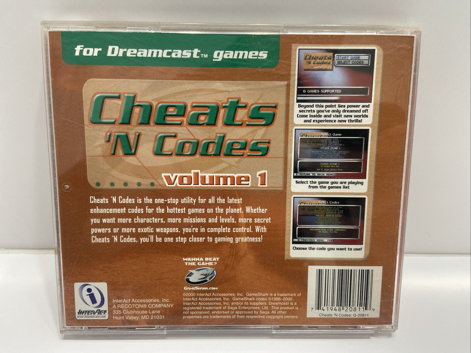 Cheats n Codes Volume 1 for Sega Dreamcast Console Video Game System Tested Work