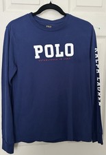Polo Ralph Lauren Boys Blue Long Sleeve T-Shirt - Size L 14-16 - EUC