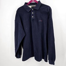 Greg Norman Vintage Pullover XL Blue Rainbow Shark Logo Pique Cotton Knit GUC