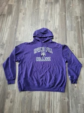Champion Hoodie Mens 2XL Purple Spring Hill College Sweatshirt Pullover Logo