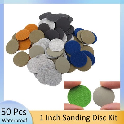 50Pcs 1Inch Waterproof Sandpaper Set Wet Dry 80-10000 Grit Hook&Loop Rotary Tool