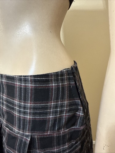 Women’s Black Check Polyester Casual Pleated Unlined Mini Zipper Size L Skirt - Picture 10 of 18