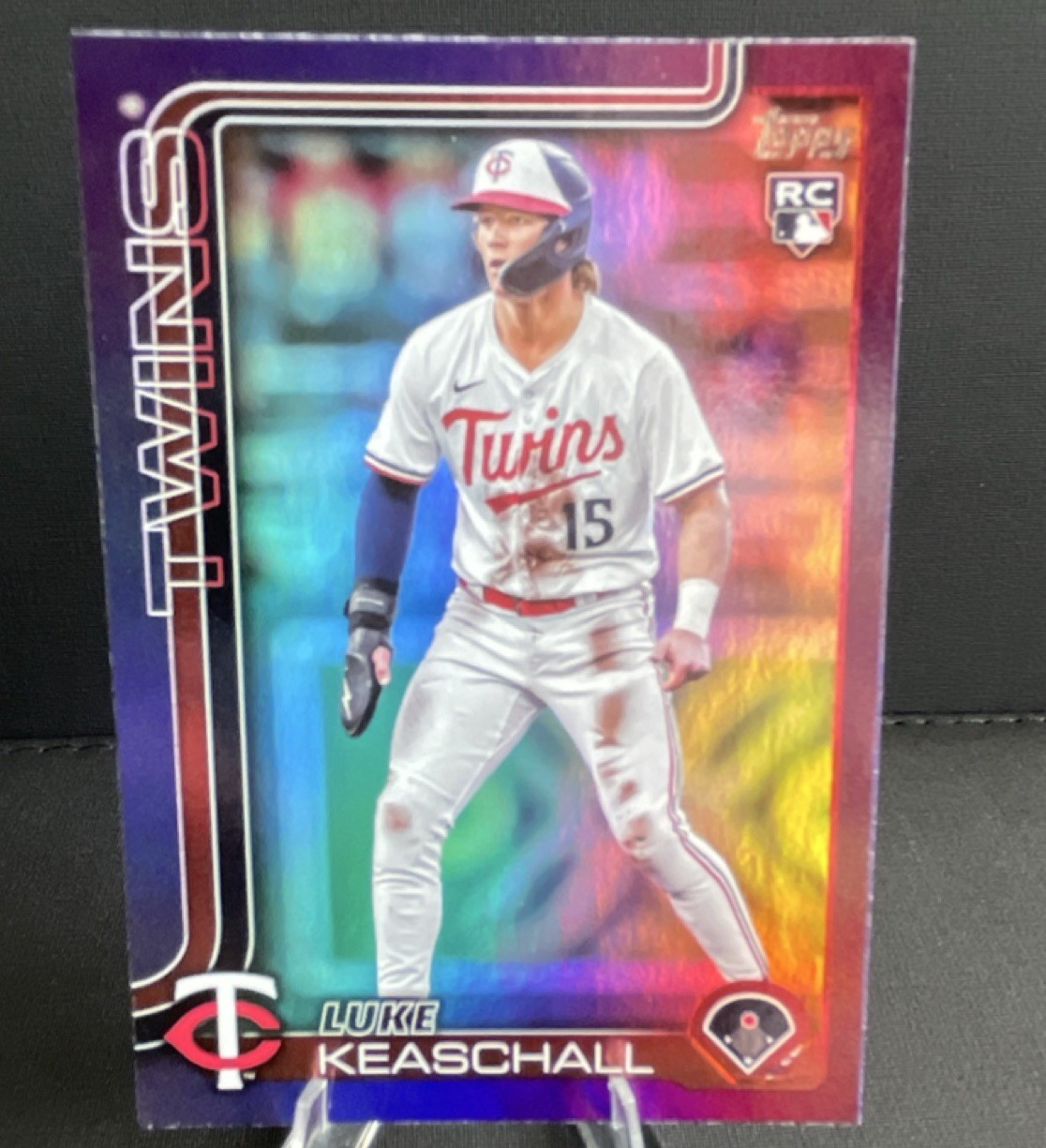 Topps 2025 Update Luke Keaschall Rookie Purple Rainbow Foil Twins #US16 146/250