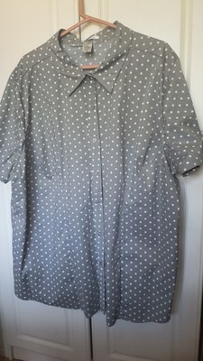  Chelsea Studio Woman's Shirt Gray Size 3X Button Down Dotted (C2