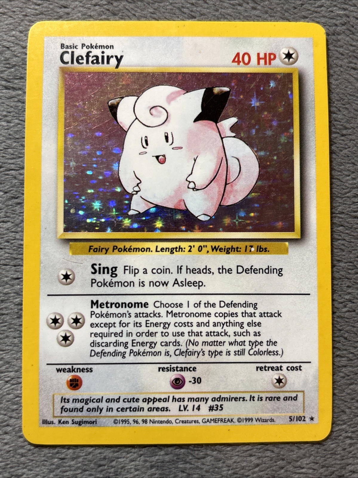 Clefairy 5/102 Base Set Holo Pokemon Card 