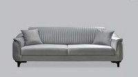 Graue Couch Wohnzimmer Dreisitzer Sitzpolster Couchen Sofa MöBel Samt Holz Neu