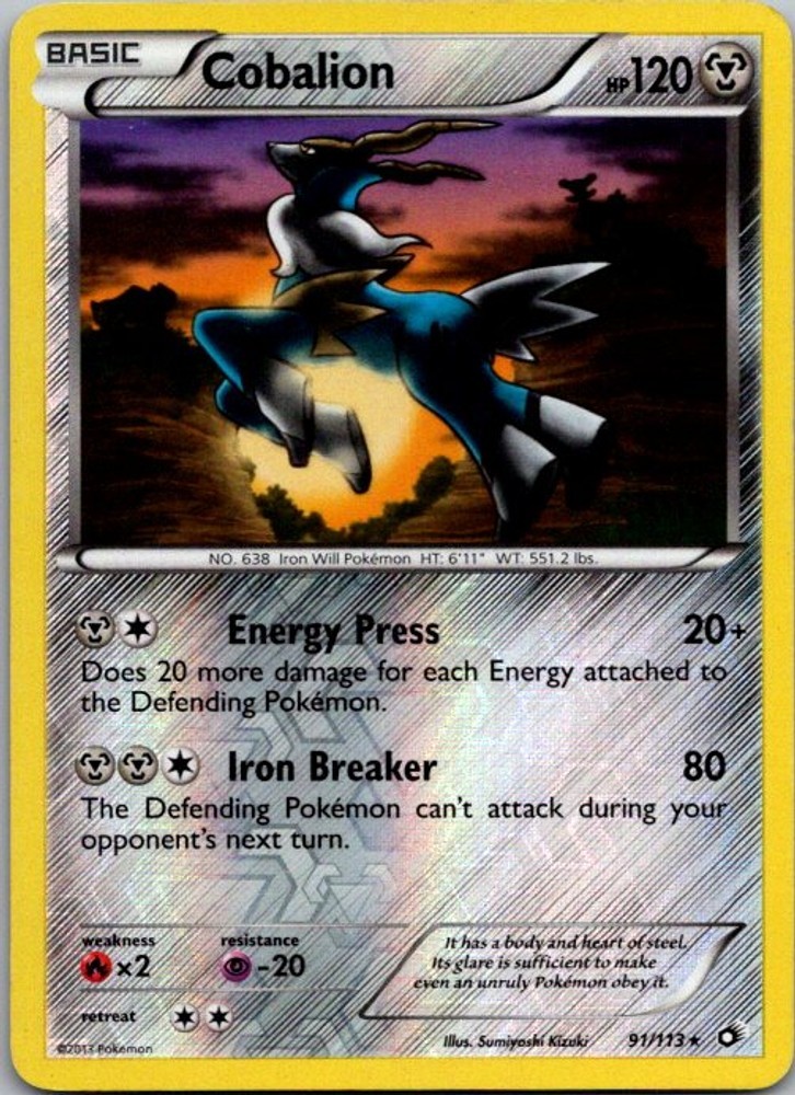 Cobalion Holo Rare Legendary Treasures 91/113 Heavily Played