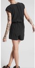 Athleta Womens Sutton Drawstring Romper Shorts Size 6 Black Pockets Short Sleeve — photo 2
