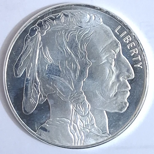 2 - 1 oz Silver Rounds/Medals - Both Indian Head Buffalo Design. BU from Tube.