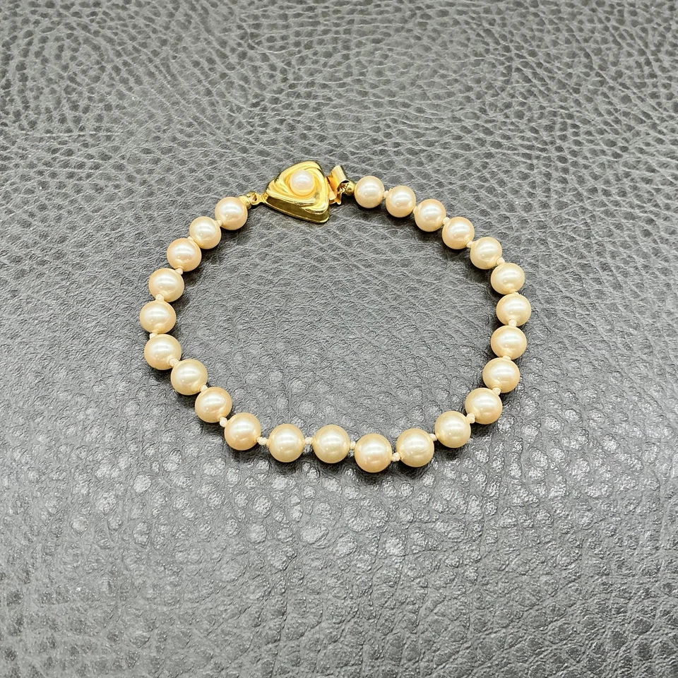 Браслет с бусинами из искусственного жемчуга Liz Claiborne золотистая застежка бижутерия 7,5 дюйма - Изображение 2 из 4