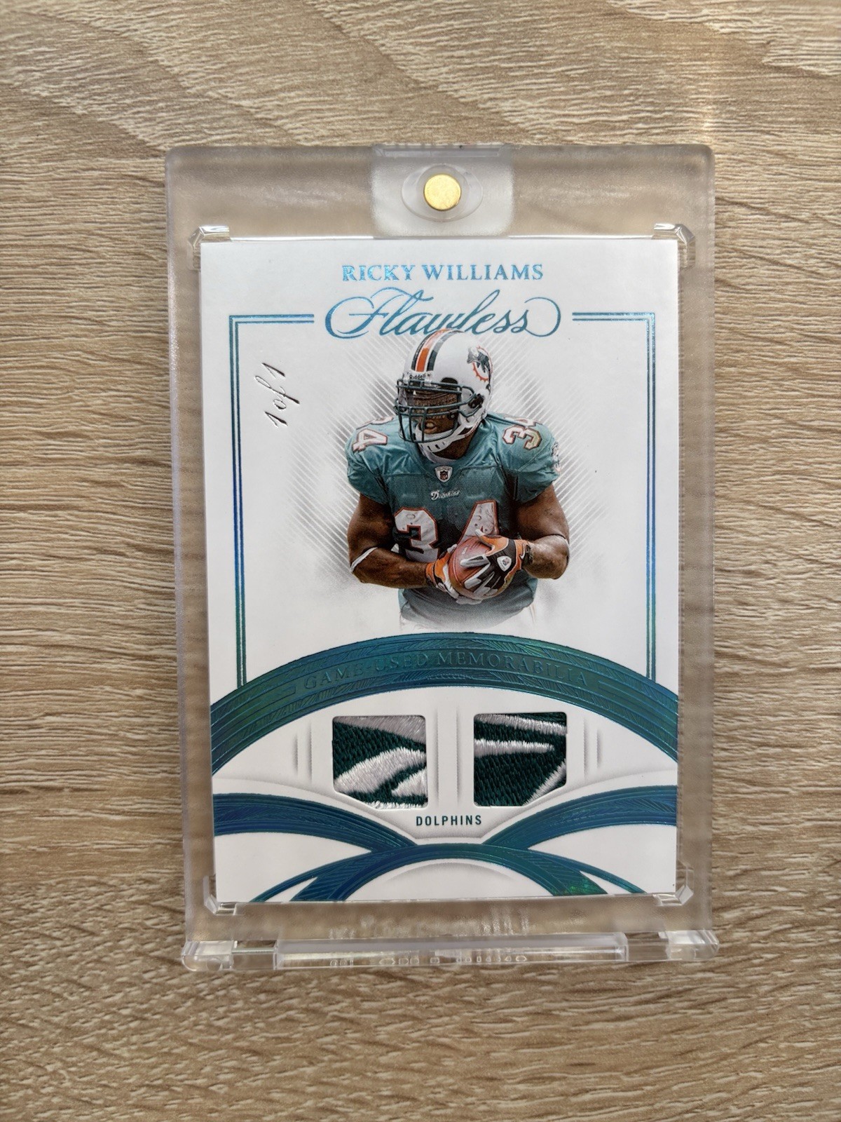 2025 Flawless RICKY WILLIAMS Game Used Logo Patch Platinum 1/1 Dolphins Reebok view 3