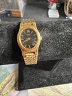 Seiko Watch Women 18mm Black Dial Gold Tone Oval V401-5109
