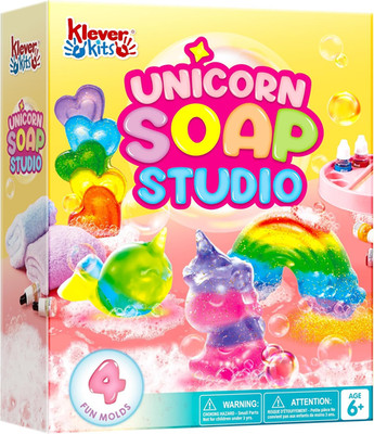 Unicorn Soap Making Kit 4 Molds DIY Craft Set, Fun STEM Gift for Kids Ages 6-12!