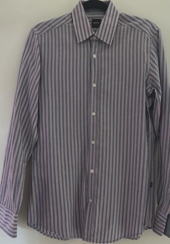 BOSS HUGO BOSS Regular Fit Striped Blue White Red Dress Shirt Men S