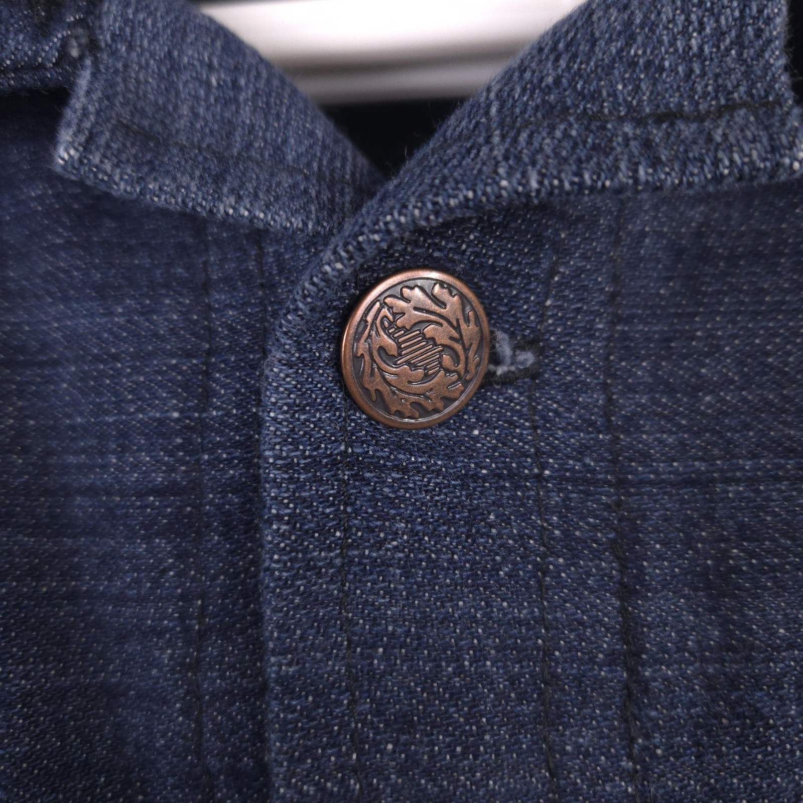 Mens Denim Jacket Medium Blue Patchwork Equipemen… - image 4