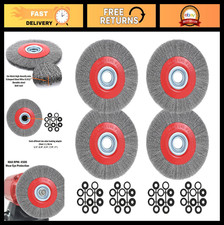 8" Bench Wire Wheel Brush Coarse Steel for Grinder - 4 Pack with Spacer Arbors