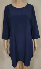 Shein Womens Dress Size Large Navy Blue Long Sleeve Career Shift Dress Pockets