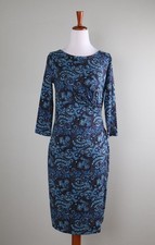TALBOTS NWT $129 Stretch Paisley Scroll Print Faux Wrap Dress Size Small Petite