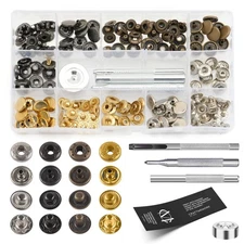Snap Fasteners Kit, 40 Sets 12.5mm Metal Snaps with Tools, 4 Colors for Leath...