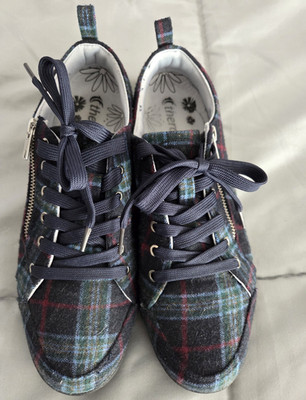 Therafit Women's Plaid Lace-Up Sneaker w/ Zipper Arch Support US 10 