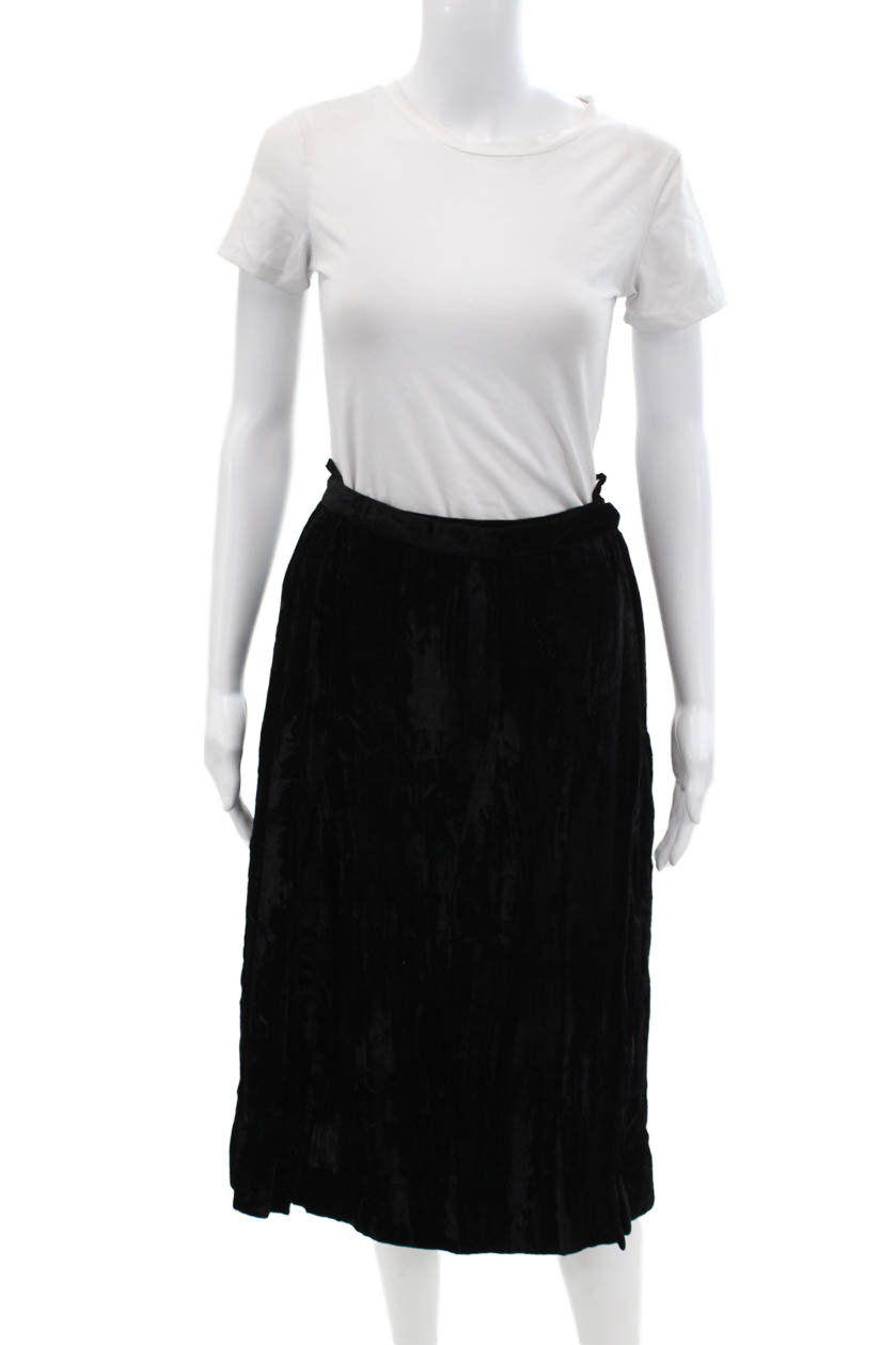 Gonna donna Saint Laurent in velluto con gancio e occhiello sfoderata linea A nera taglia EUR 40