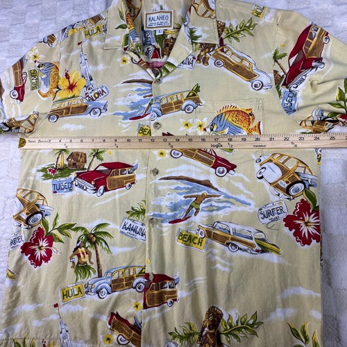 Kalaheo Hawaiian Shirt Mens L Aloha Surfboard Tiki Woodie Car Vacation - Picture 7 of 9