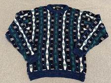 Expressions International Vintage Geometric 3D Cosby Grandpa Sweater Knit Medium