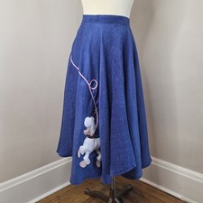 Vintage Handmade 1950 Style Handmade Navy Blue Poodle Circle Skirt Rockabilly S