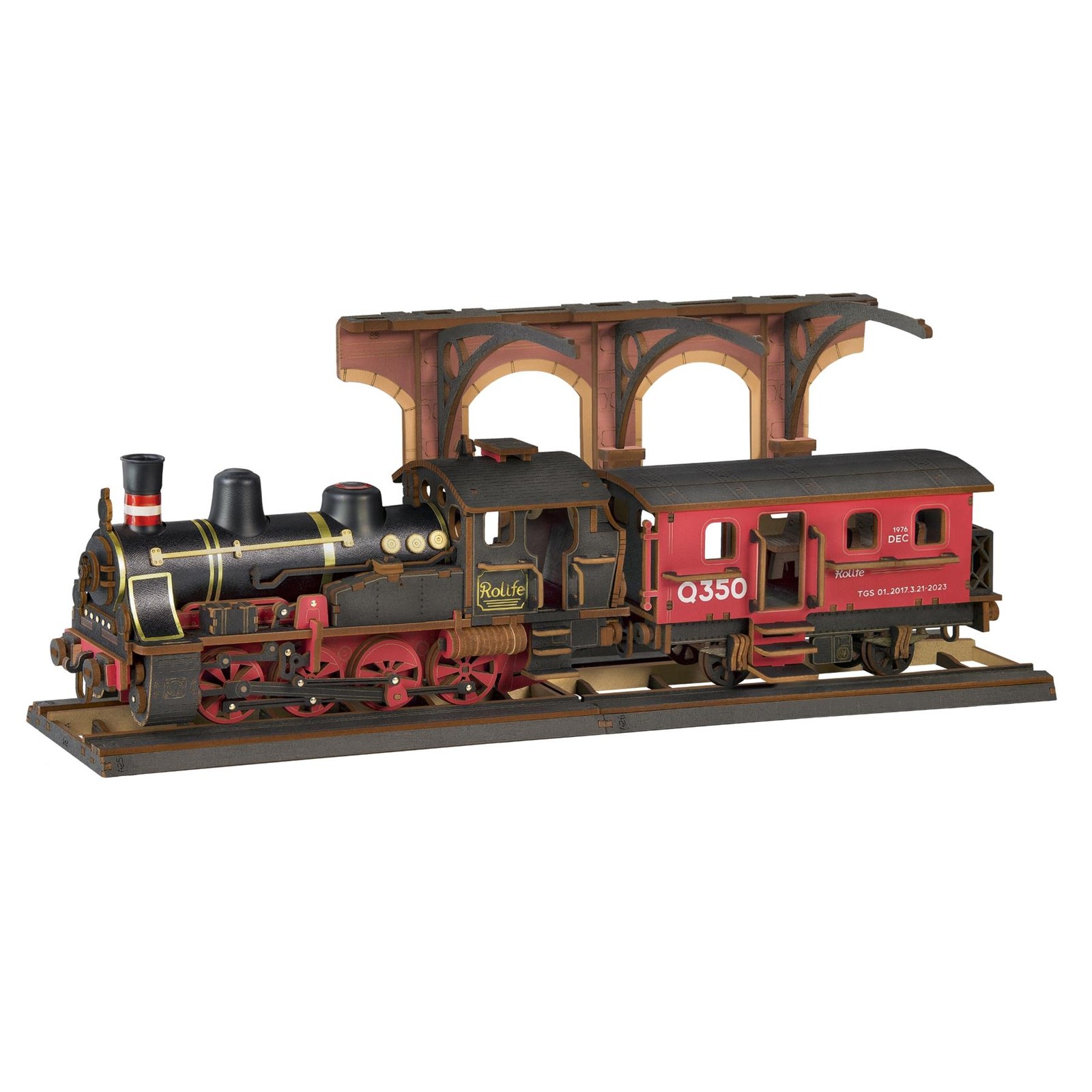 Rolife 3D Wooden Puzzle Steam Journey Locomotive & Passenger Car Model Kit