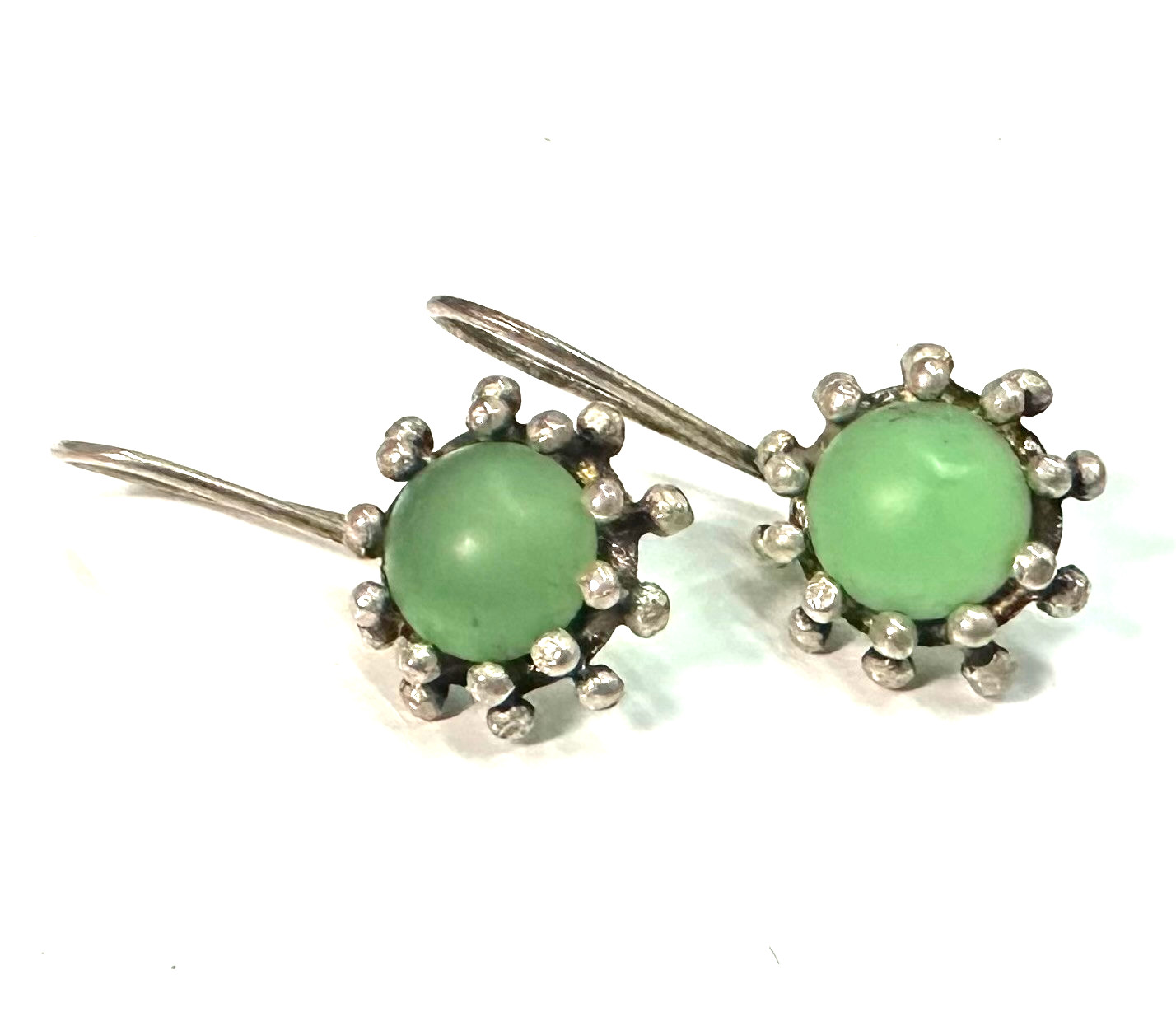 Vintage Green Stone Earrings MARKED 925 Sterling Silver Jewelry Lot K