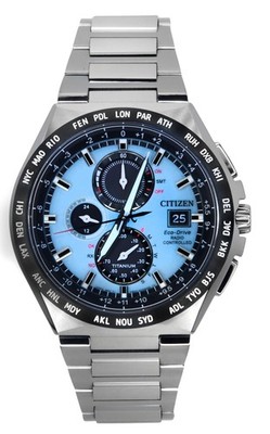Citizen Eco-Drive Solar Chronograph Hellblau Zifferblatt AT8238-84M Herrenuhr