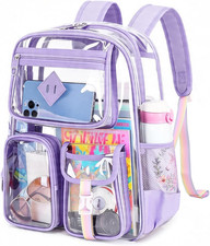 Clear Backpack for School,Heavy Duty PVC Transparent Bookbag for Girls Stadium A