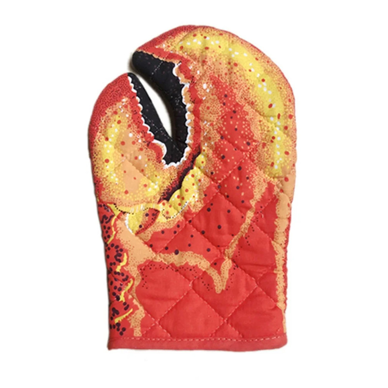 HOMZ Crab Claw Oven Mit Heat Resistant Oven Microwave BBQ Cotton Outer  10"x6.5"