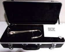 Mini Trombone Bb w/ Case and Mouthpiece- Nickel Plated Excellent Condition