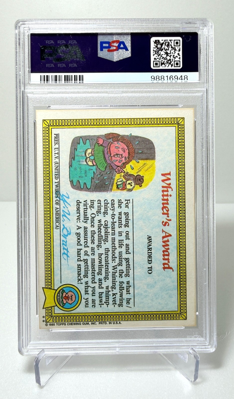 1985 Topps Garbage Pail Kids Series 1 - #32b Chilly Millie - PSA 8 NM-MT view 2