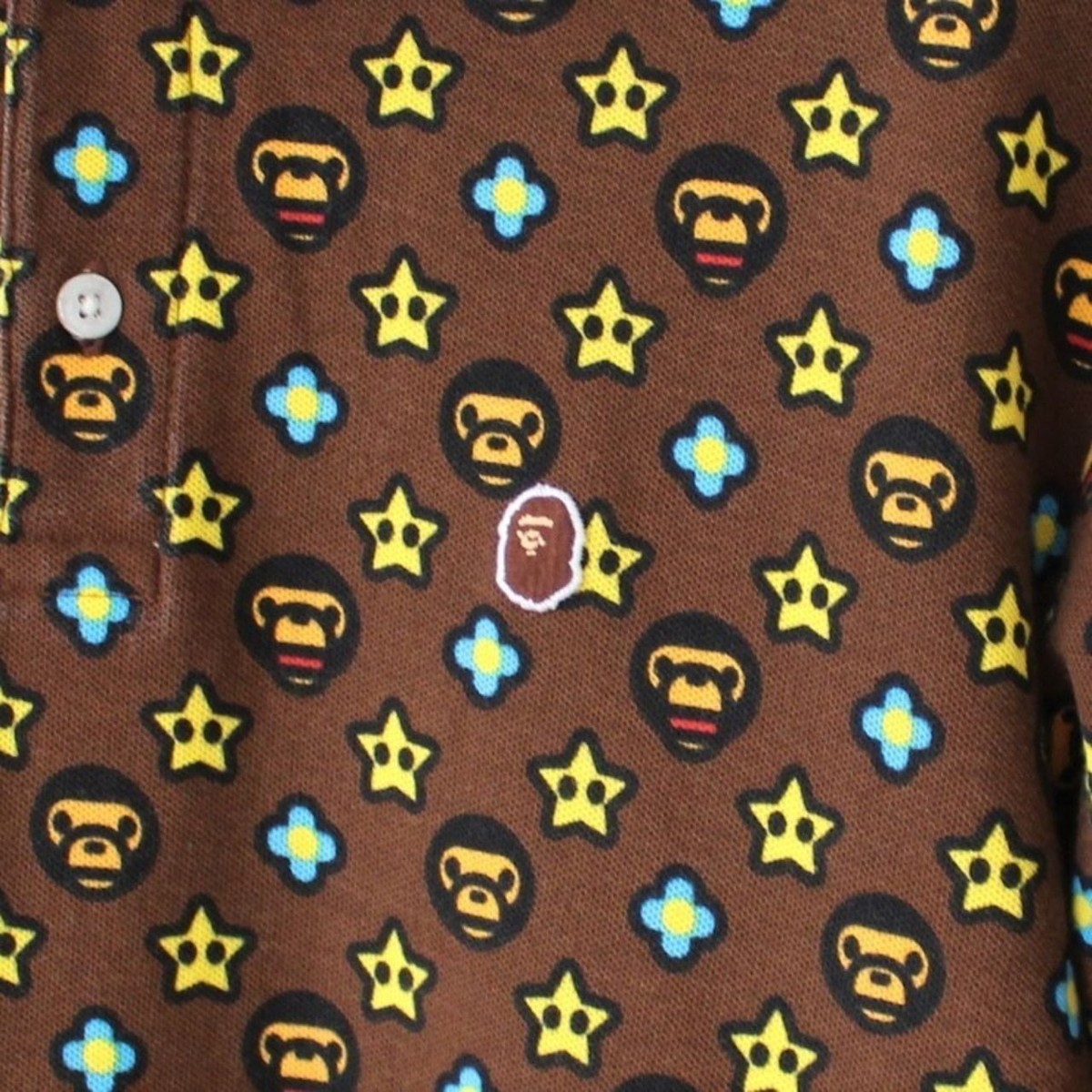 a bathing ape BAPE Milo monogram polo shirt color brown Size-XS