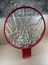 Vintage Red Heavy Duty Metal Basketball Hoop w/Net,  19" Rim Very Good Condition
