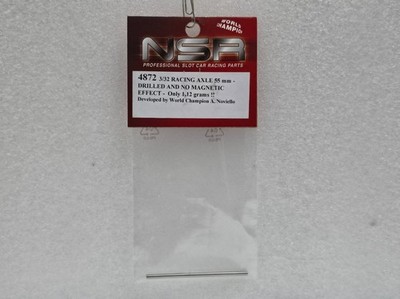 4872 NSR 3/32'' Drilled Steel Axle 55mm No Magnetic Effect 1:32 Slot Car Part
