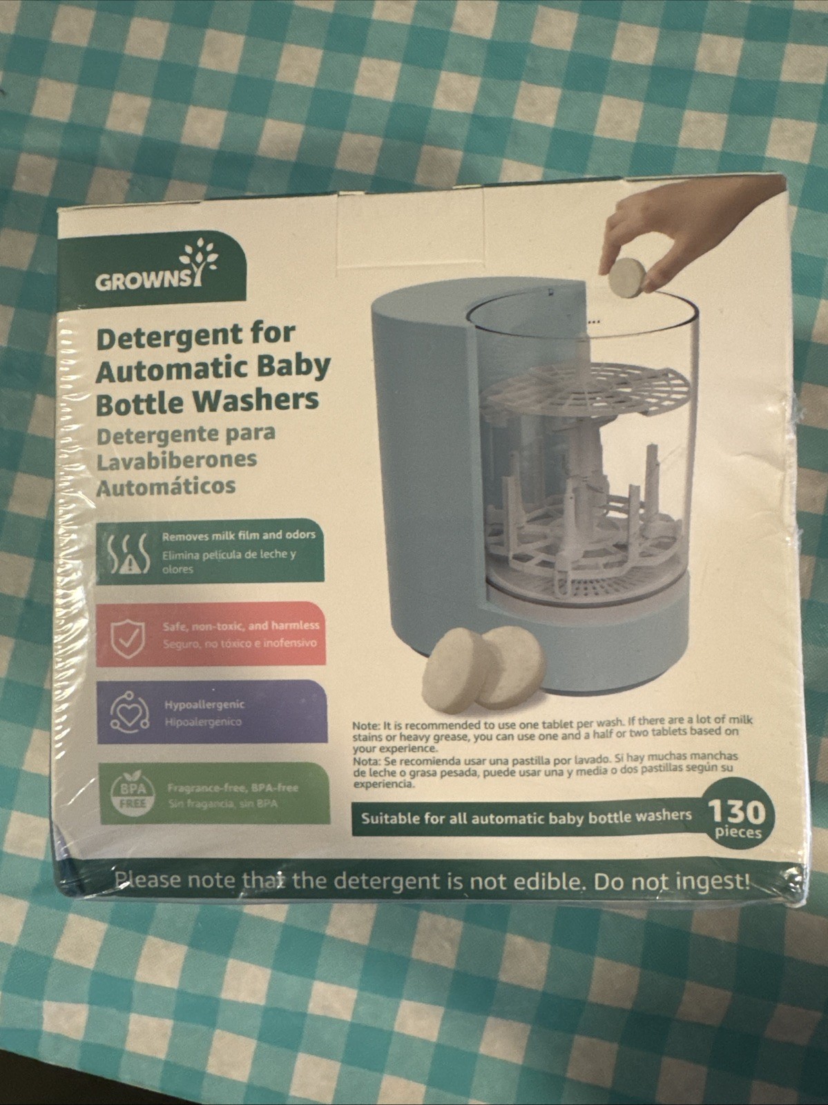 Grownsy Detergent For All Automatic Baby Bottle Washers 130 Ct Tablets SEALED