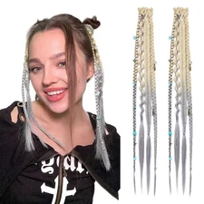 Clip in Braids Extension Boho Dreadlocks Viking Braids on Clips Medival Hair Acc